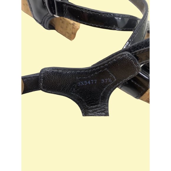 Prada Black Patent Leather Cork Sandals - Picture 8 of 9